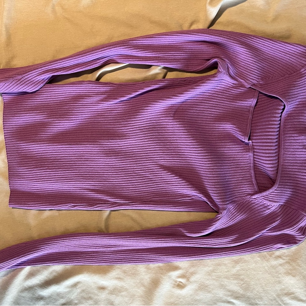 Purple Ribbed Long Sleeve Top